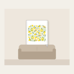 Lemonade Stand Pitchers and Lemons Fleece Blanket in white: Lemonade pitchers, lemons and tiny straw sunbonnets repeat in yellow, white and mint.