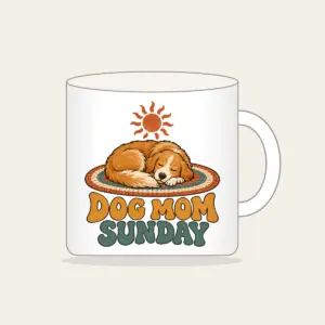 DOG MOM SUNDAY Mug in white