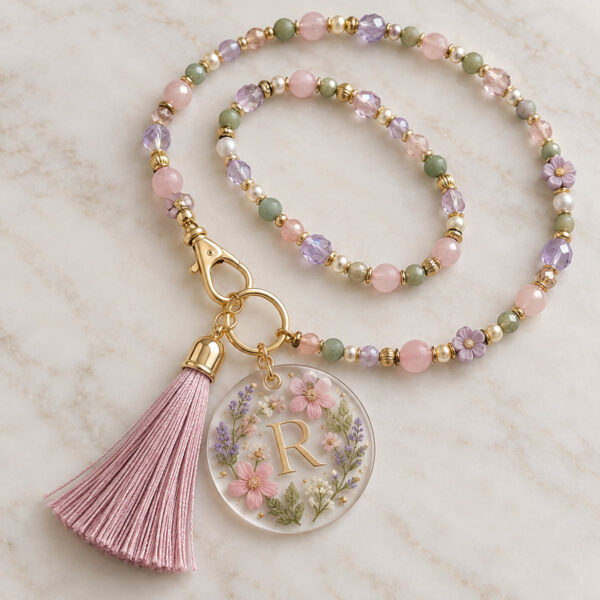Product image Pressed Posy Beaded Charm Lanyard