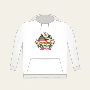 Grandma's Reading Bloom Hoodie in white