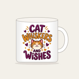 CAT WHISKERS AND WISHES Mug in white