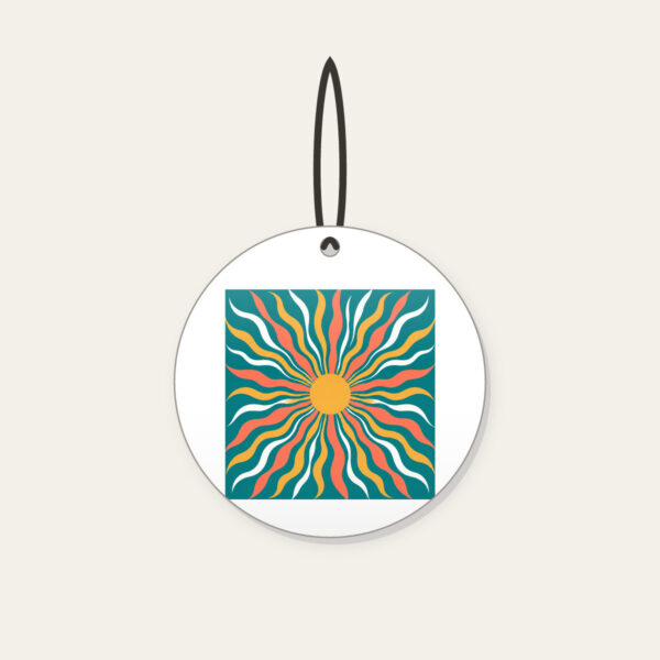 Product image Sunrise Lines in Coral and Gold on Teal Ceramic Ornament