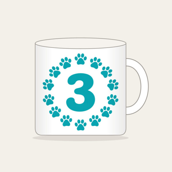 Product image Teal Paw Circle with Number Three Mug