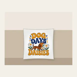 DOG DAYS DAISIES Pillow in white