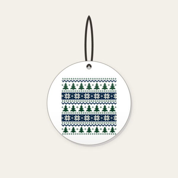 Product image Fair-Isle Bands of Pines and Stars Ceramic Ornament