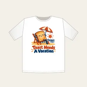 Toast Needs A Vacation T-Shirt in white