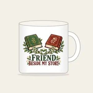FRIEND BESIDE MY STORY Mug in white