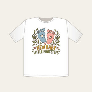 NEW BABY LITTLE FOOTSTEPS T-Shirt in white