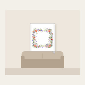 Roadside Wildflower Border Fleece Blanket in white: A loose border of coral, violet and green wildflowers and grasses along the edges, leaving the center open.