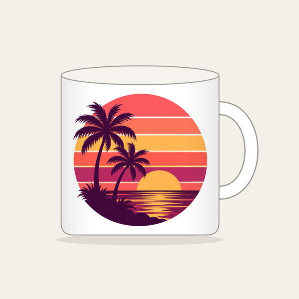 Product image Palm Trees Against a Striped Sunset Mug