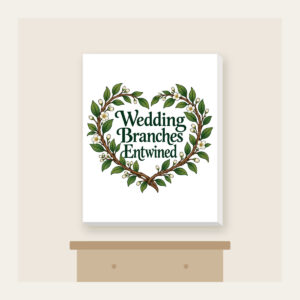 Wedding Branches Entwined Canvas Print in white