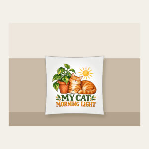 MY CAT MORNING LIGHT Pillow in white
