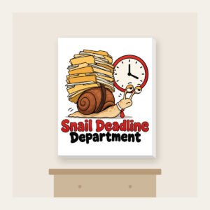 Snail Deadline Department Canvas Print in white