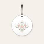 Tiny Blooms and Diamonds in Blush Ceramic Ornament in white: Small flowers and diamond shapes repeat in blush, sage and cream.