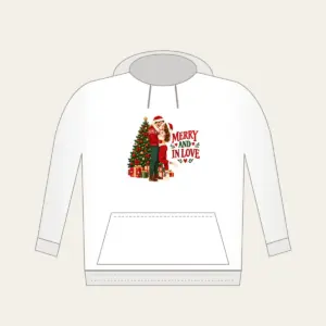 Merry And In Love Hoodie in white