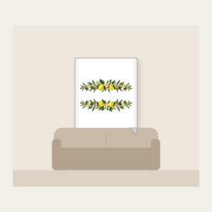 Olive and Lemon Branch Border Fleece Blanket in white: Olive and lemon branches run along both long edges in green, gold and cream.