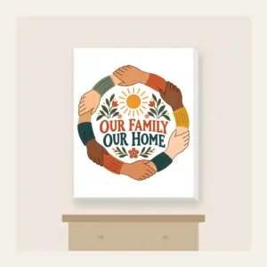 Our Family Our Home Canvas Print in white