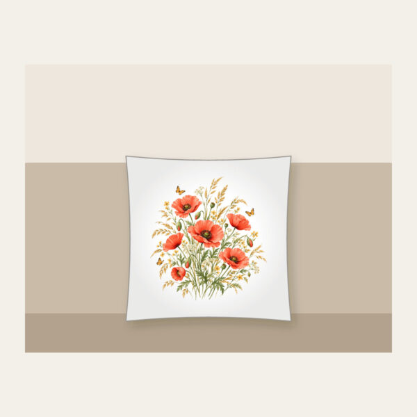 Product image Poppies, Grasses and Tiny Butterflies Pillow