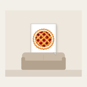Lattice Berry Pie Fleece Blanket in white: A lattice-top pie bursting with red berries and a cream crust edge.