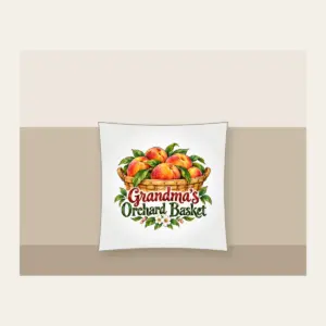 Grandma's Orchard Basket Pillow in white
