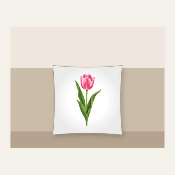 Product image Single Pink Tulip with Long Leaves Pillow