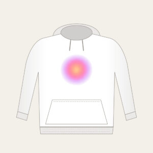 Apricot to Rose to Lilac Gradient Hoodie in white: A gentle gradient from apricot to rose to pale lilac, with a fine speckle.