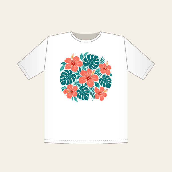 Product image Coral Hibiscus and Monstera Leaves T-Shirt