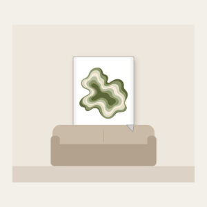 Moss Contour Lines with a Gold Thread Fleece Blanket in white: Moss contour lines in olive, sage and cream are traced with one thin gold line.