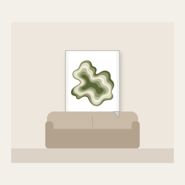 Product image Moss Contour Lines with a Gold Thread Fleece Blanket