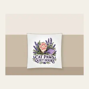 CAT PAWS QUIET HOURS Pillow in white