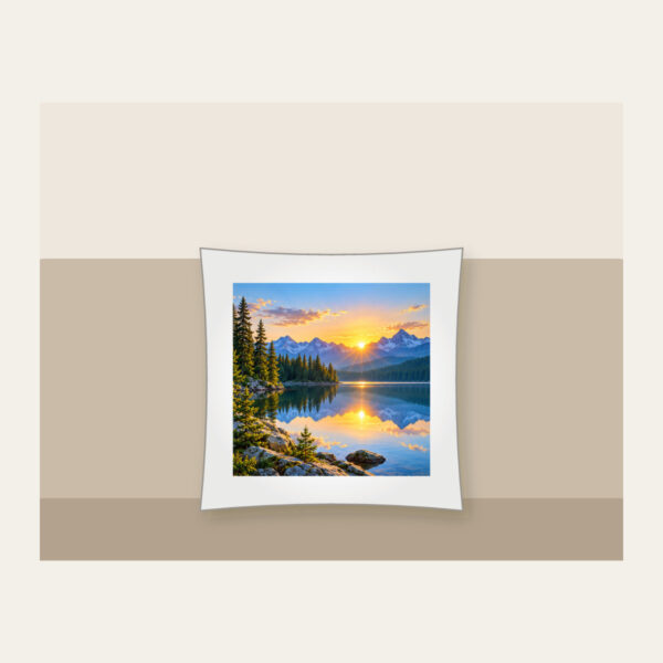 Product image Quiet Lake at Sunrise with Pines Pillow