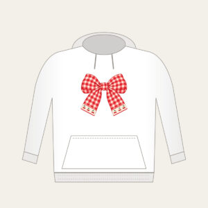 Red Gingham with Cherry Accents Hoodie in white: Red and cream gingham with tiny cherry motifs.