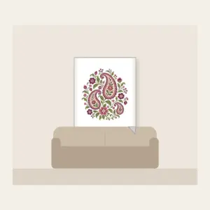 Plum and Olive Paisley Garden Fleece Blanket in white: A paisley garden pattern with small flowers in plum, rose and olive on cream.