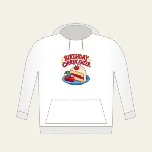BIRTHDAY CHERRY CHEER Hoodie in white