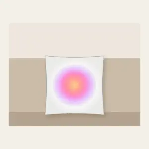 Apricot to Rose to Lilac Gradient Pillow in white: A gentle gradient from apricot to rose to pale lilac, with a fine speckle.