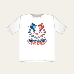 ANNIVERSARY TWO KITES T-Shirt in white