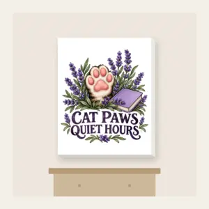 CAT PAWS QUIET HOURS Canvas Print in white