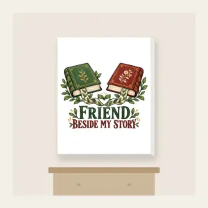 FRIEND BESIDE MY STORY Canvas Print in white