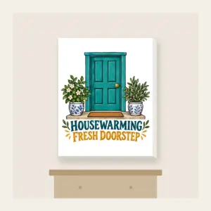 HOUSEWARMING FRESH DOORSTEP Canvas Print in white