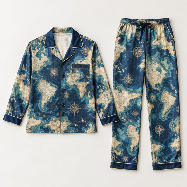 Product image Vintage Map Satin Pajama Set