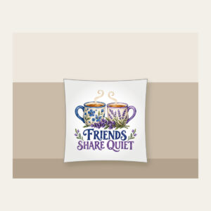 FRIENDS SHARE QUIET Pillow in white