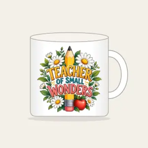 TEACHER OF SMALL WONDERS Mug in white