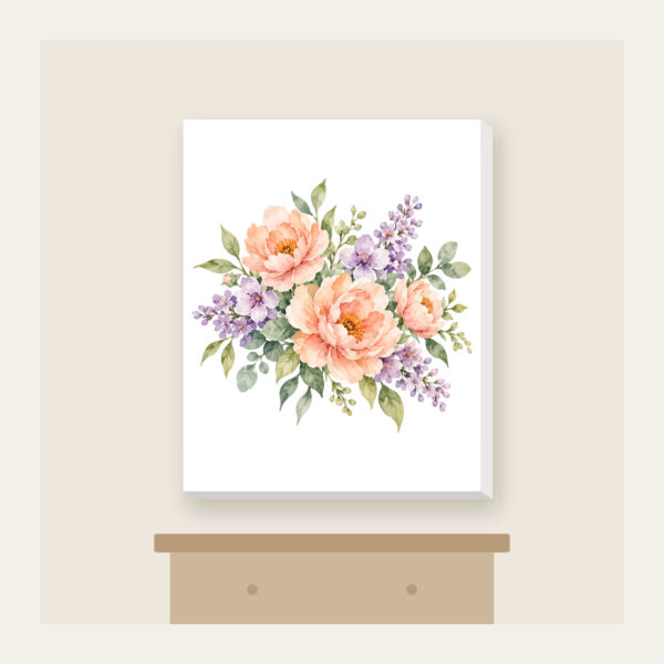 Product image Watercolor Blooms in Peach and Lilac Canvas Print