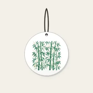 Jade Bamboo Grove Pattern Ceramic Ornament in white: Tall bamboo stalks and slender leaves repeat in jade and cream.