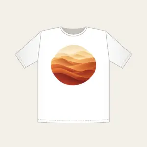 Sand-to-Rust Dune Gradient T-Shirt in white: A sand-to-rust gradient with gentle dune lines sweeps across the artwork.