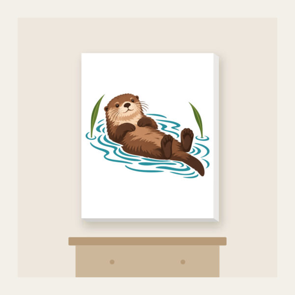 Product image Floating Otter on Teal Ripples Canvas Print
