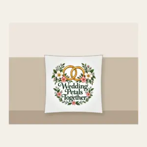 Wedding Petals Together Pillow in white