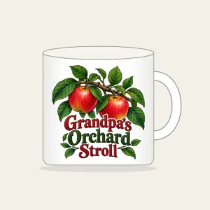 Grandpa's Orchard Stroll Mug in white