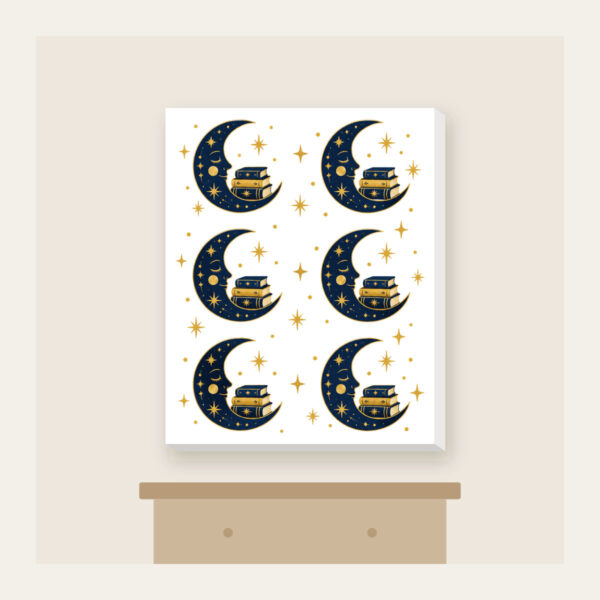 Product image Crescent Moon with a Stack of Books Canvas Print