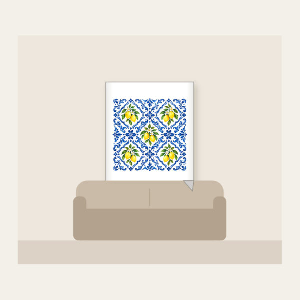 Product image Cobalt Mediterranean Tiles with Lemons Fleece Blanket